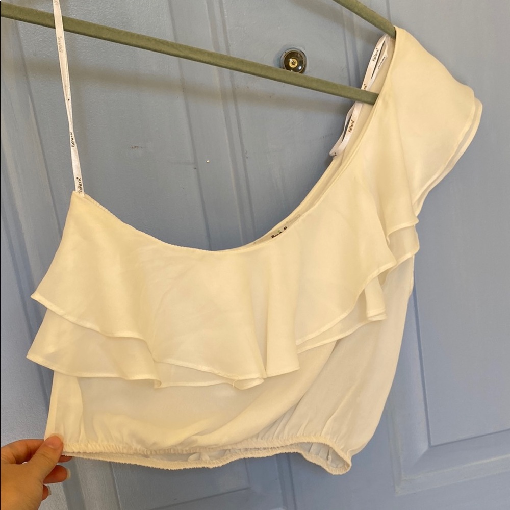 White Ruffled One-Shoulder Top - Picture 3 of 4